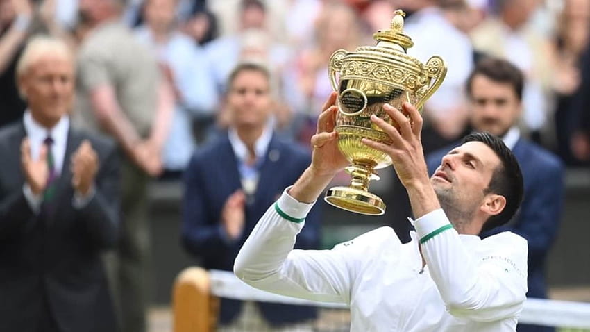 Новак Джокович спечели титлата на Уимбълдън на сингъл при мъжете, изравнява всички Федерер и Надал, новак Джокович шампиони на Уимбълдън 2021 HD тапет
