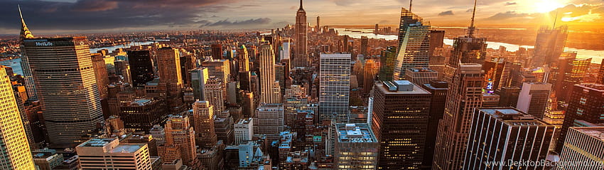 New York Şehri Çift Monitör, 3840x1080 şehir HD duvar kağıdı