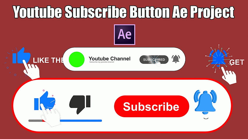 Animationsvorlagen für die Schaltfläche „Abonnieren“ und das Glockensymbol für YouTube HD-Hintergrundbild