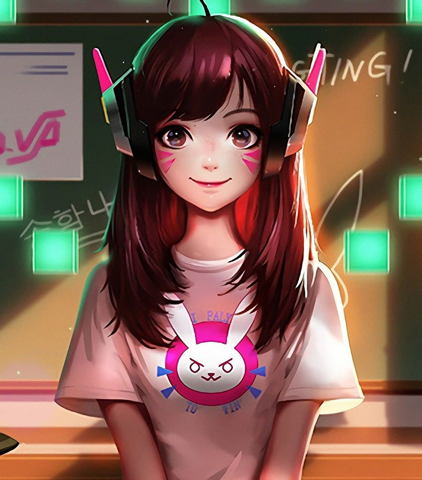 Nettes Anime-Gamer-Mädchen, rosa Gamer-Mädchen HD-Handy-Hintergrundbild
