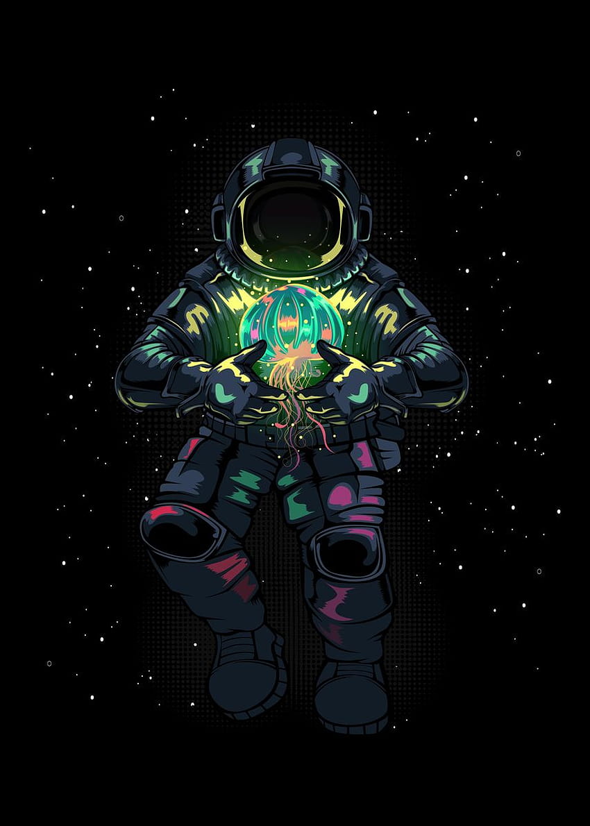 Astronaut Jellyfish Galaxy' Poster by SWAYSHIRT HD phone wallpaper