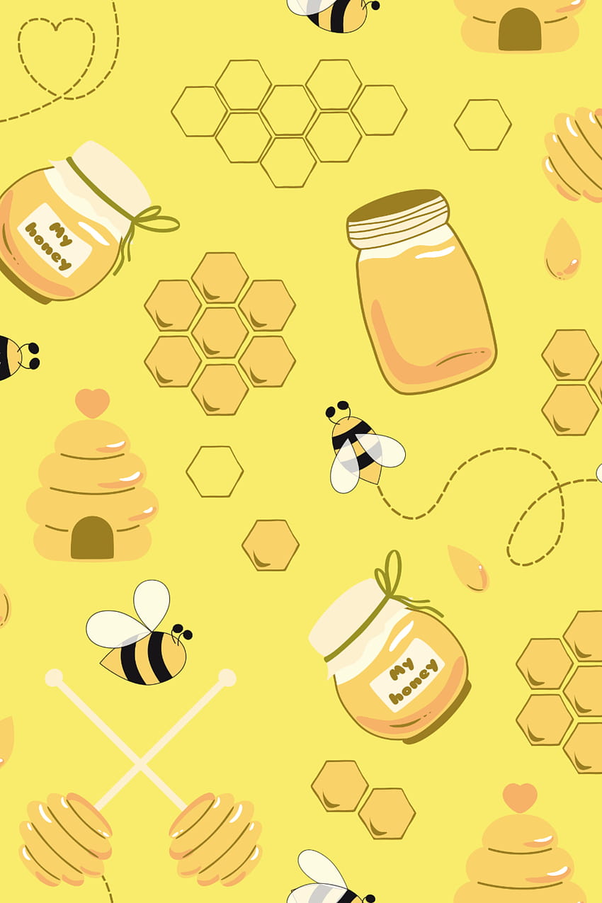 10 patrones de Honey Bee Cute Bee en 2020, lindo panal fondo de pantalla del teléfono