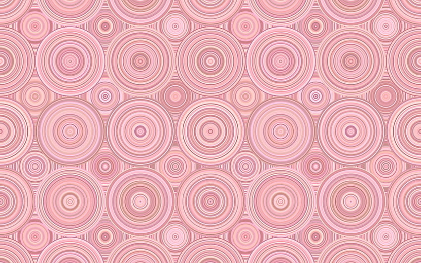 pink retro texture with circles, retro circles HD wallpaper