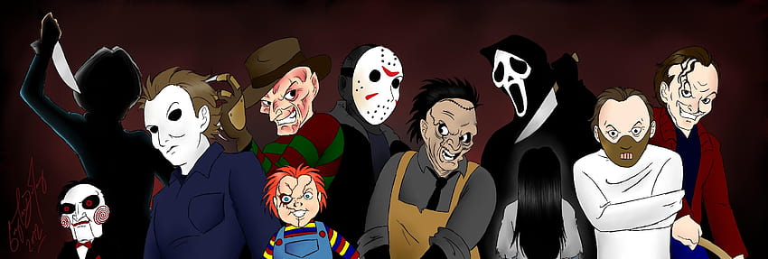4 Horror Movie Icons, all scary movie killers HD wallpaper