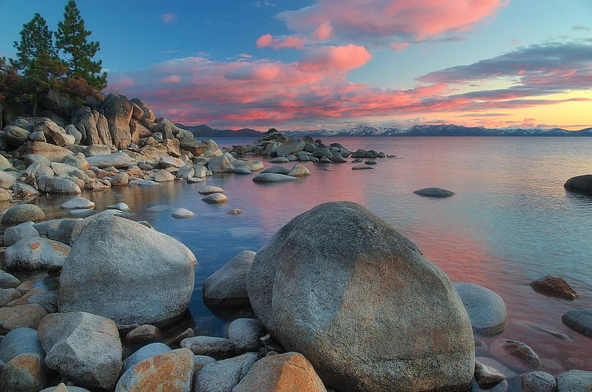 Las mejores ubicaciones en Lake Tahoe, Sunset Sand Harbour Beach Lake Tahoe fondo de pantalla