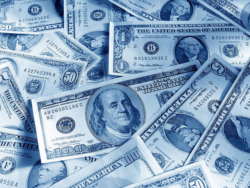 Dólares azuis, dinheiro azul papel de parede HD