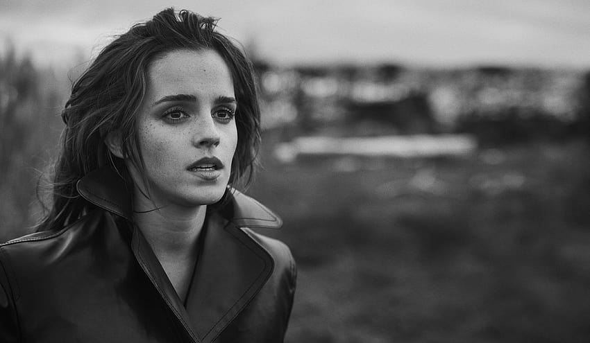 Emma Watson Black And White, attrice in bianco e nero Sfondo HD