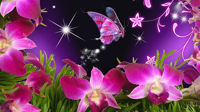 Flowers With Butterfly on GreePX, flowers and butterfly aesthetic HD wallpaper