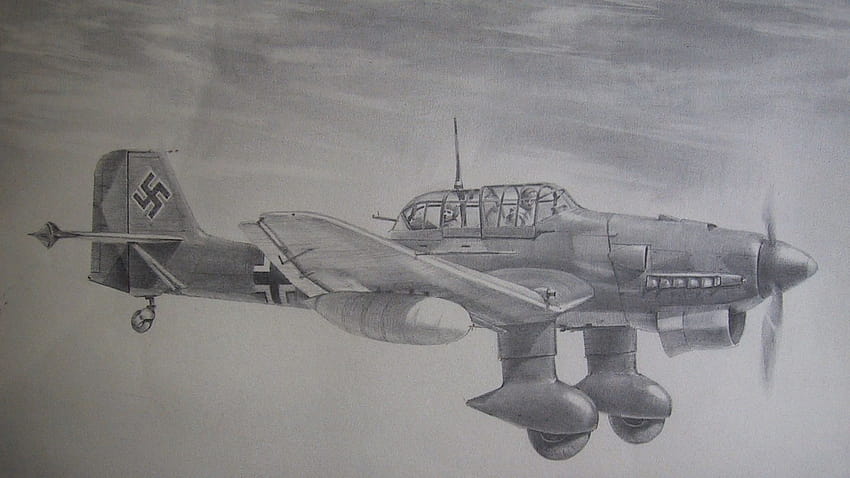 Ju 87 슈투카와 배경 HD 월페이퍼