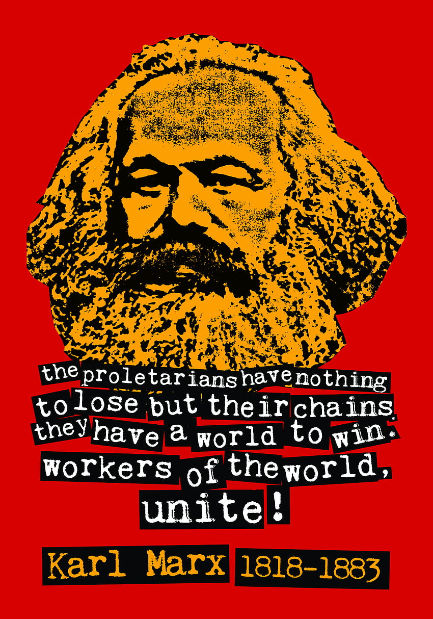 Cartel de Karl Marx y celular de marx fondo de pantalla del teléfono