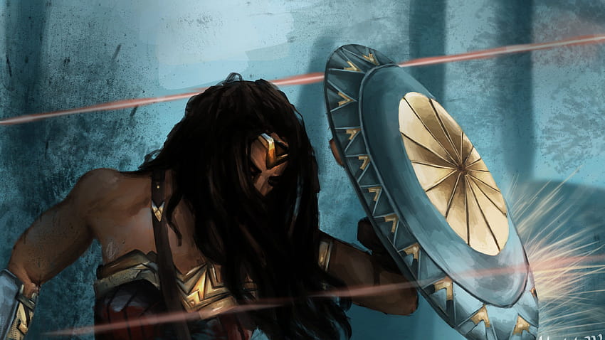 Wonder Woman Defend Herself With Shield wonder woman , superheroes , shield , wonder women shield HD wallpaper