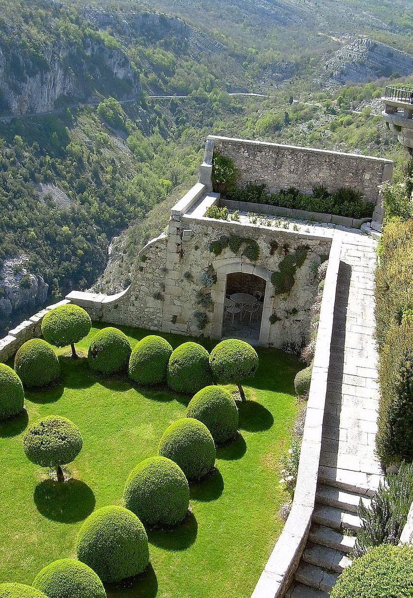 Unforgettable Garden, The Italian Terrace, Château de Gourdon HD phone wallpaper