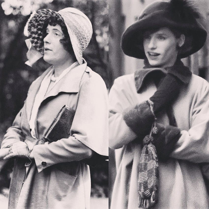 SAYGILI PORTRE: The Danish Girl çekimleri için Elbe rolündeki gerçek Lili Elbe ve Eddie Redmayne kostümlü… HD telefon duvar kağıdı