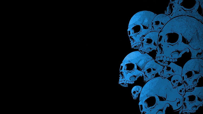 czarne tło, niebieski, czaszka / i telefon komórkowy &, niebieska czaszka Tapeta HD