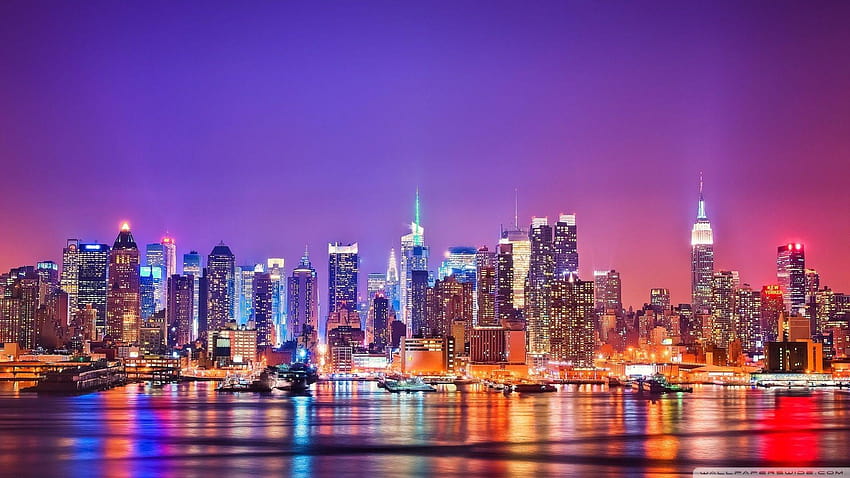 Travel & World New York City Nights, Ню Йорк през нощта HD тапет