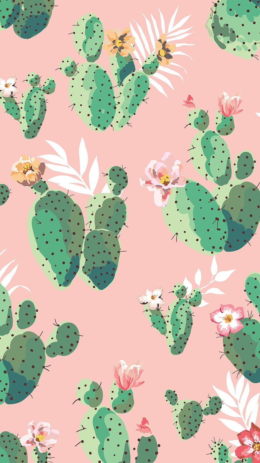 iPhone w różowym i zielonym kaktusie, kaktusowa różowa estetyka Tapeta na telefon HD