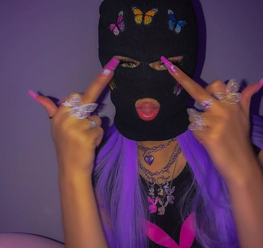 Pin di Bad girl aesthetic, girl purple ski mask Wallpaper HD