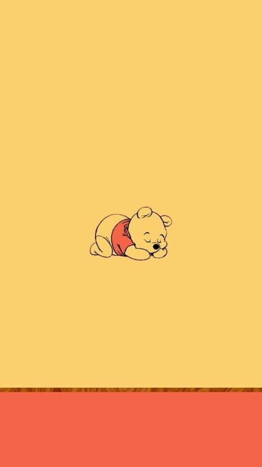 Sleeping Pooh Art On Honey Yellow Backgrounds In 2019 Cute for, winnie ...