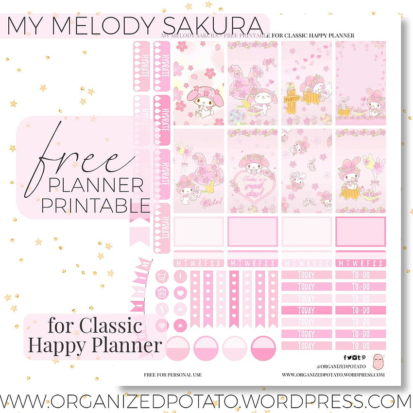 Planner Printable: My Melody Sakura – Organized Potato HD phone wallpaper