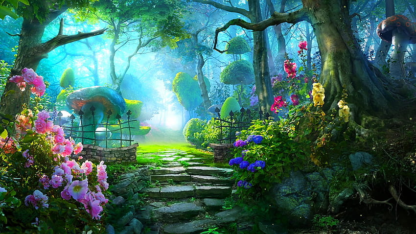 D ☀ ☀ R W A Y to a magical garden, garden scenery HD wallpaper
