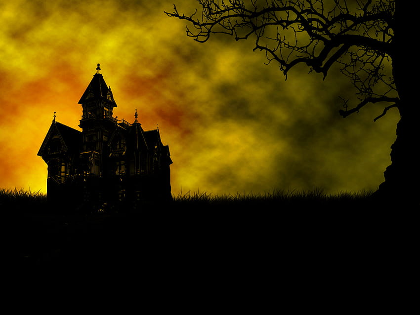 spooky backgrounds, halloween creepy house HD wallpaper
