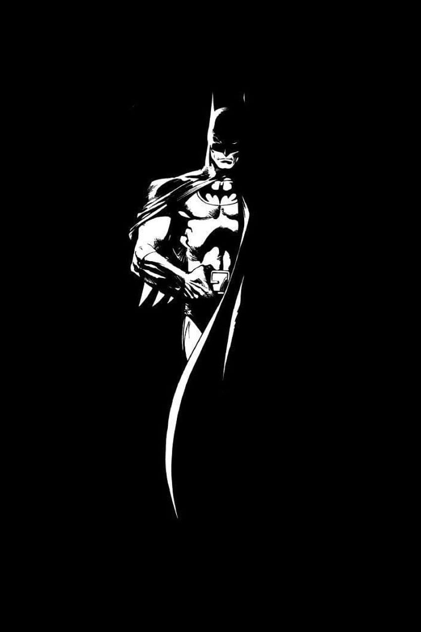 Batman , Minimalizm, Grafika, Czarny • Dla Ciebie, Batman czarno-biały Tapeta na telefon HD