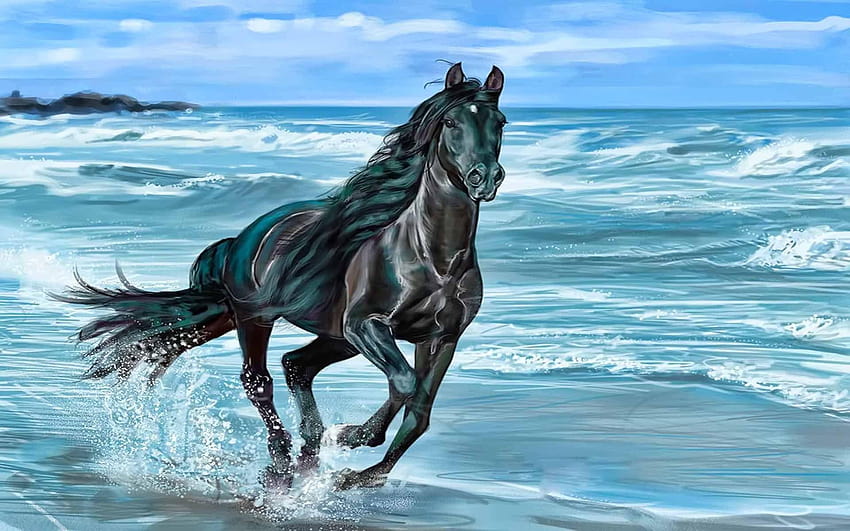 7 Running Horses HD-Hintergrundbild