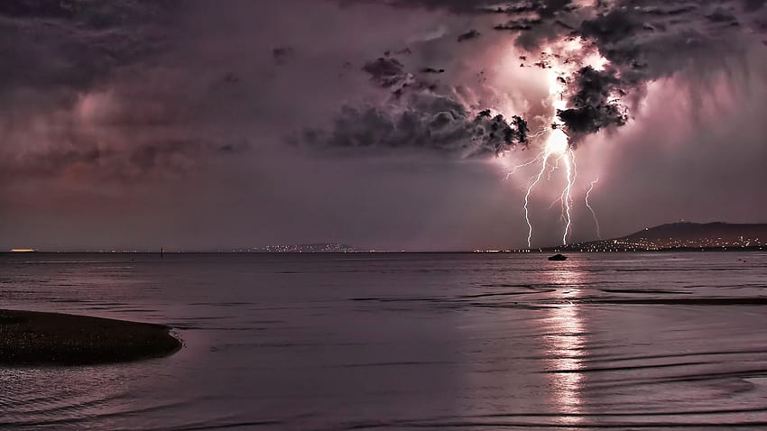 Blitz, Sturm, Regen, Wolken, Elektrik, Wasser, Spiegelung, Regenwolken HD-Hintergrundbild
