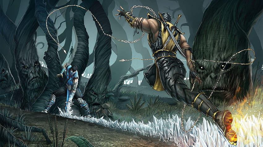 Mortal Kombat 9 Sub Zero Vs Scorpion , Arka Planlar HD duvar kağıdı