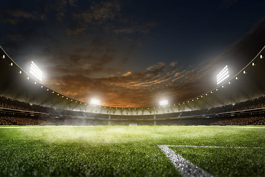 Flutlichtstadion, American-Football-Feld HD-Hintergrundbild