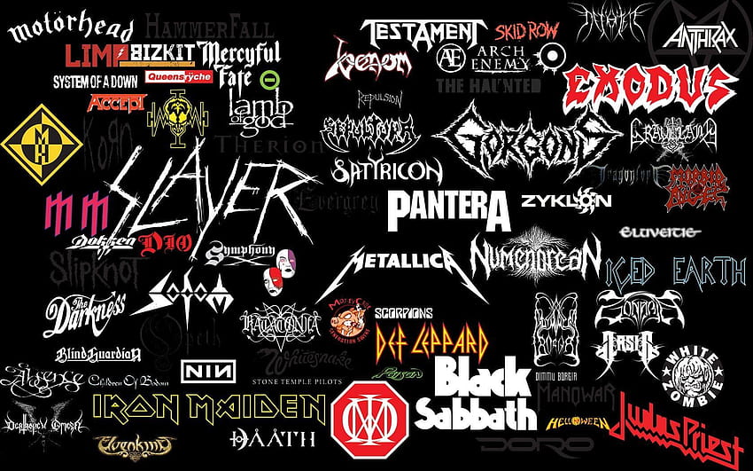 Metal-Band-Logos, Metal, Metal-Musik, Collage, Musik HD-Hintergrundbild