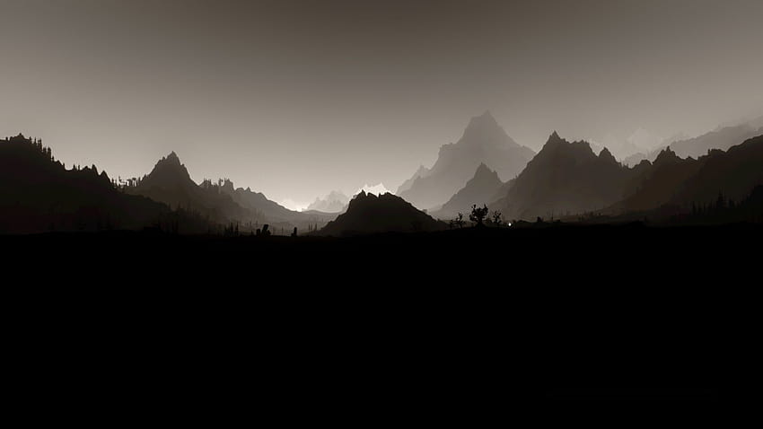 7 Dark Minimalist, dunkler minimalistischer Berg HD-Hintergrundbild