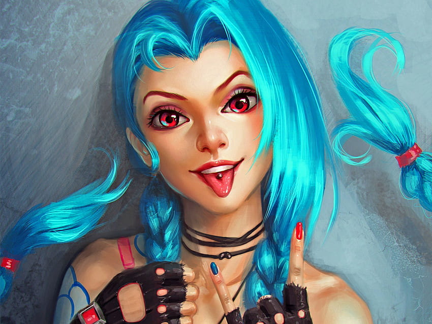 gamer with blue hair
