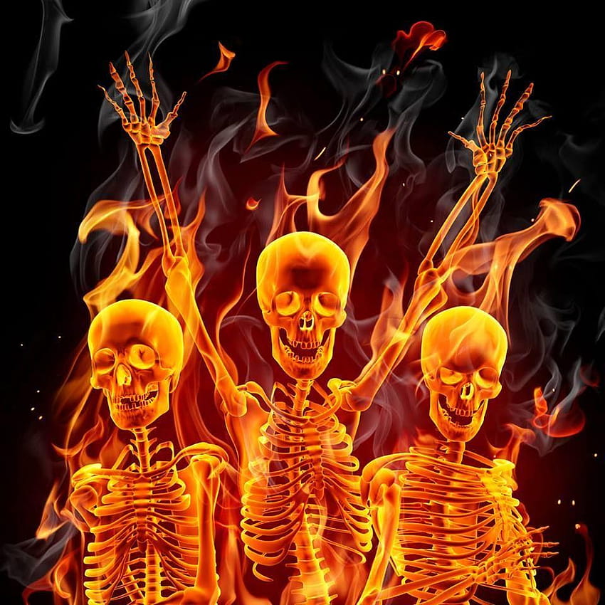 Hell Of A Party, cool flaming skull HD phone wallpaper
