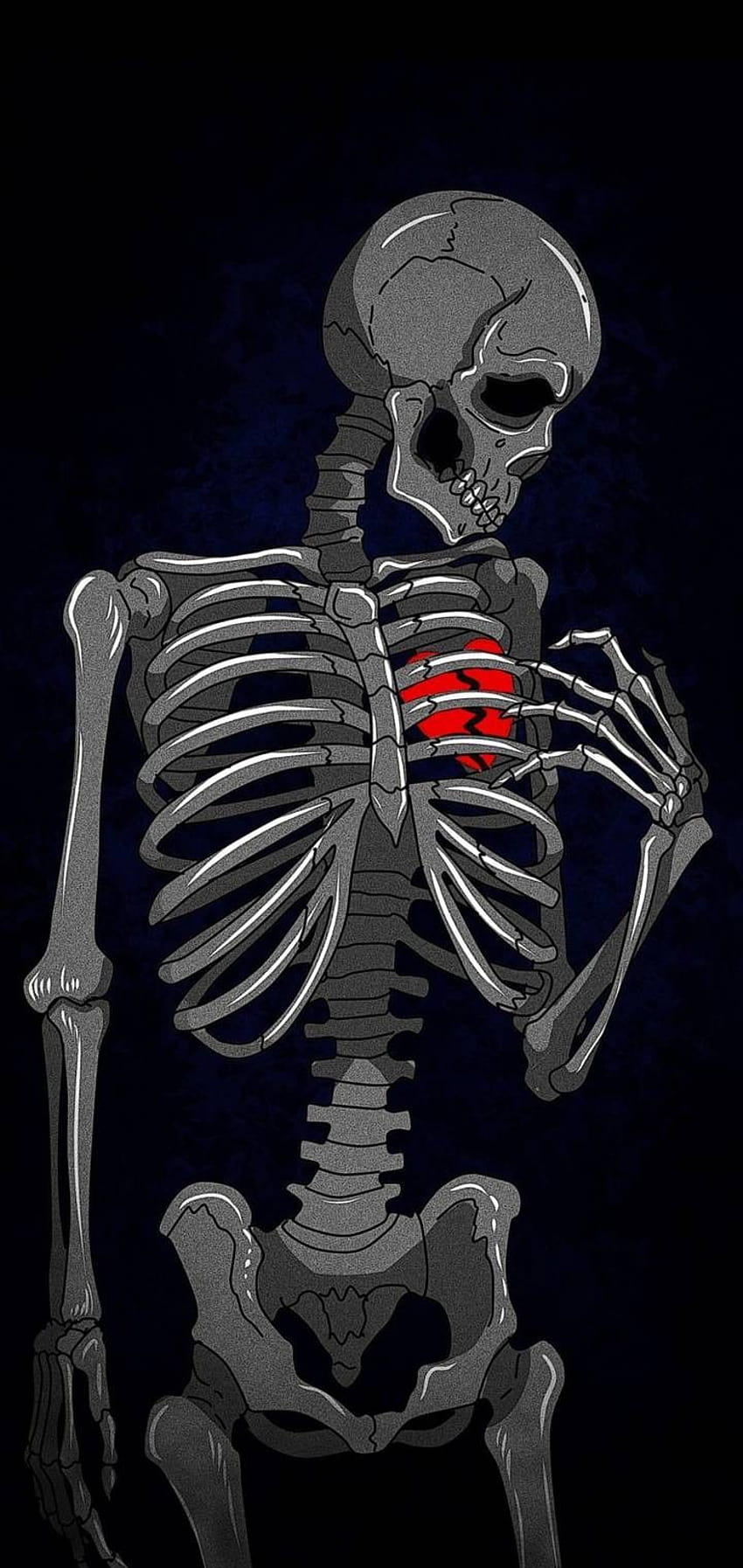 coração partido, esqueleto emo Papel de parede de celular HD