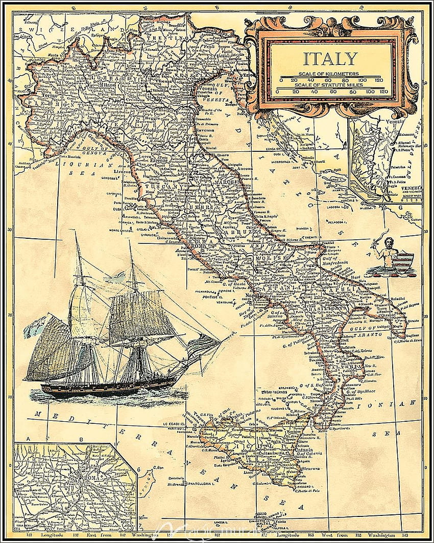 イタリアの地図 HD電話の壁紙