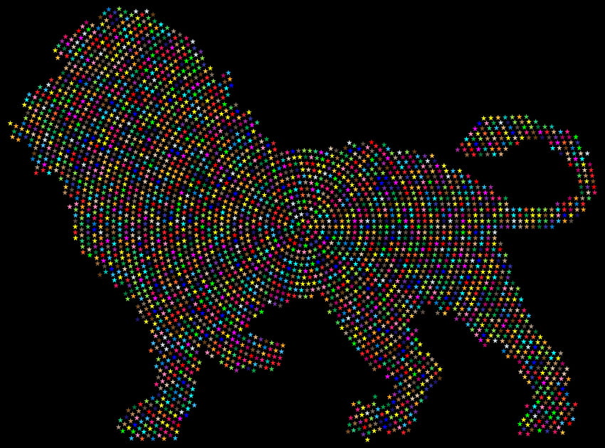 Bunte Löwensterne mit schwarzen Hintergrundsymbolen PNG, Löwe auf schwarzem Hintergrund HD-Hintergrundbild