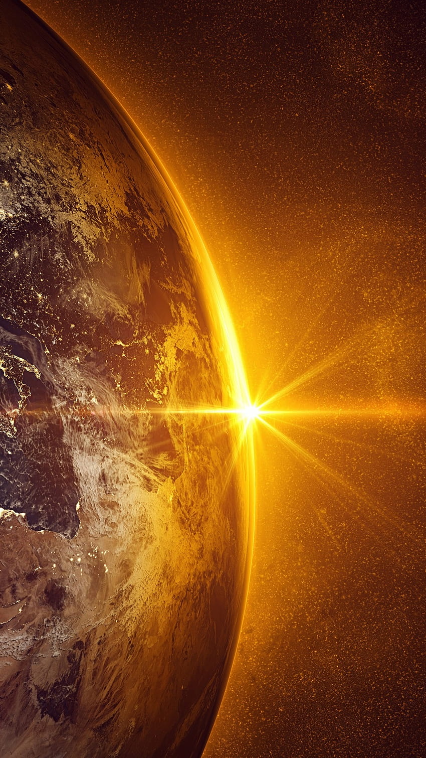 Ziemia, planeta, słońce, kosmos 1080x1920 iPhone 8/7/6/6S Plus , tło, ziemia i słońce Tapeta na telefon HD