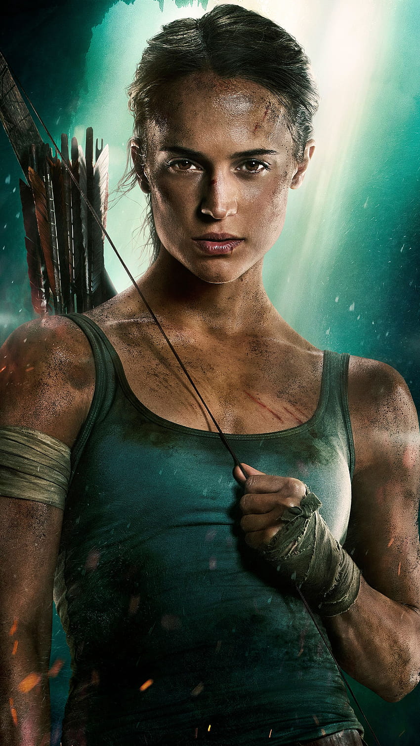2160x3840 Алисия Викандер като Лара Крофт във филма Tomb Raider 2018 HD тапет за телефон