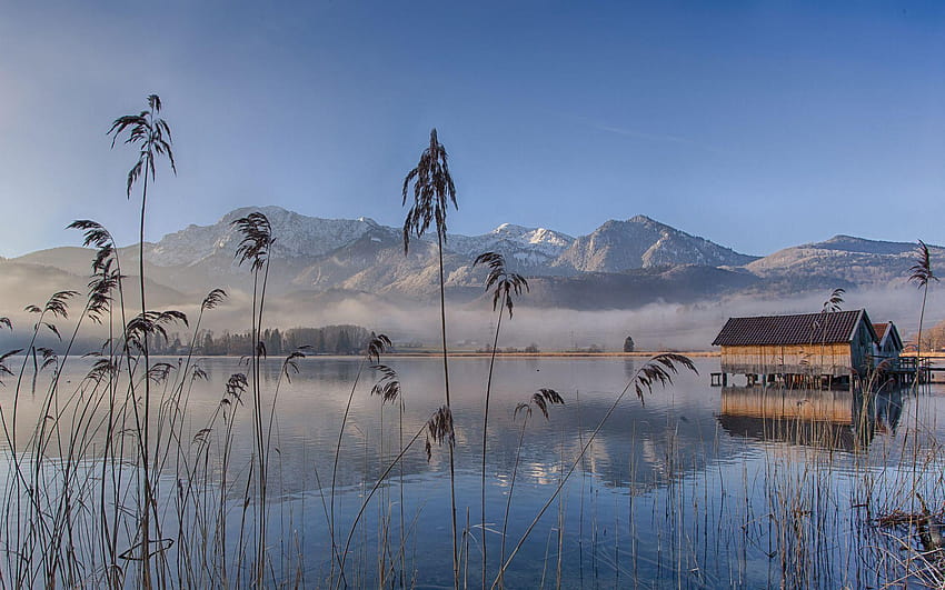 Lake Eichsee Bavaria Germany Morning Fog, germany places HD wallpaper