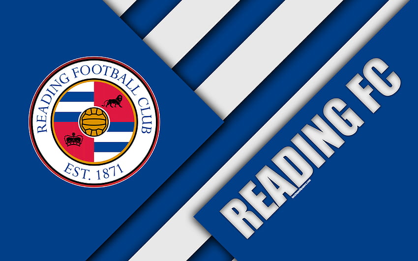 Reading FC, лого, синя абстракция, материален дизайн, английски футболен клуб, Reading, Berkshire, Англия, Великобритания, футбол, EFL Championship с резолюция 3840x2400. Високо качество HD тапет