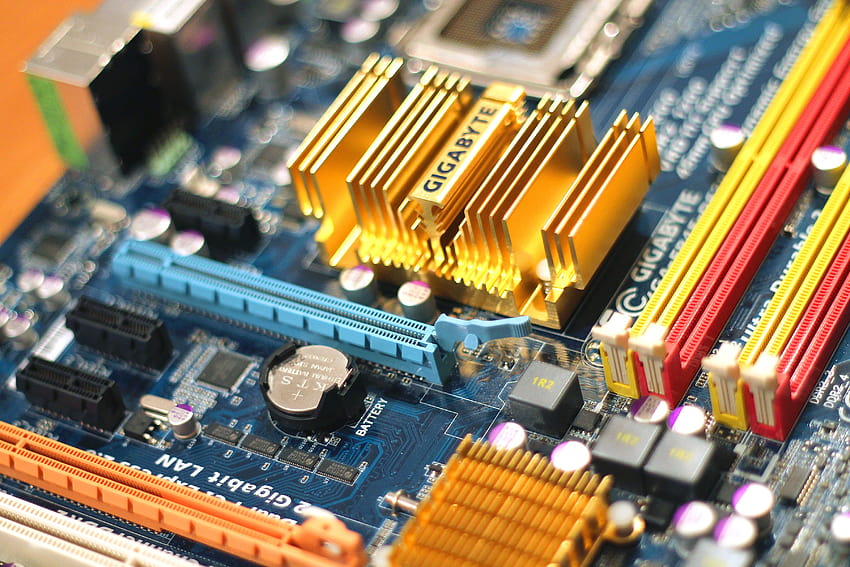 Personal computer motherboard · Stock, electronic chips HD wallpaper