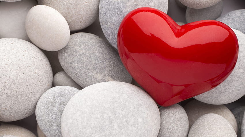 Red Heart and White Stones Love For [2560x1440] for your , Mobile & Tablet HD wallpaper