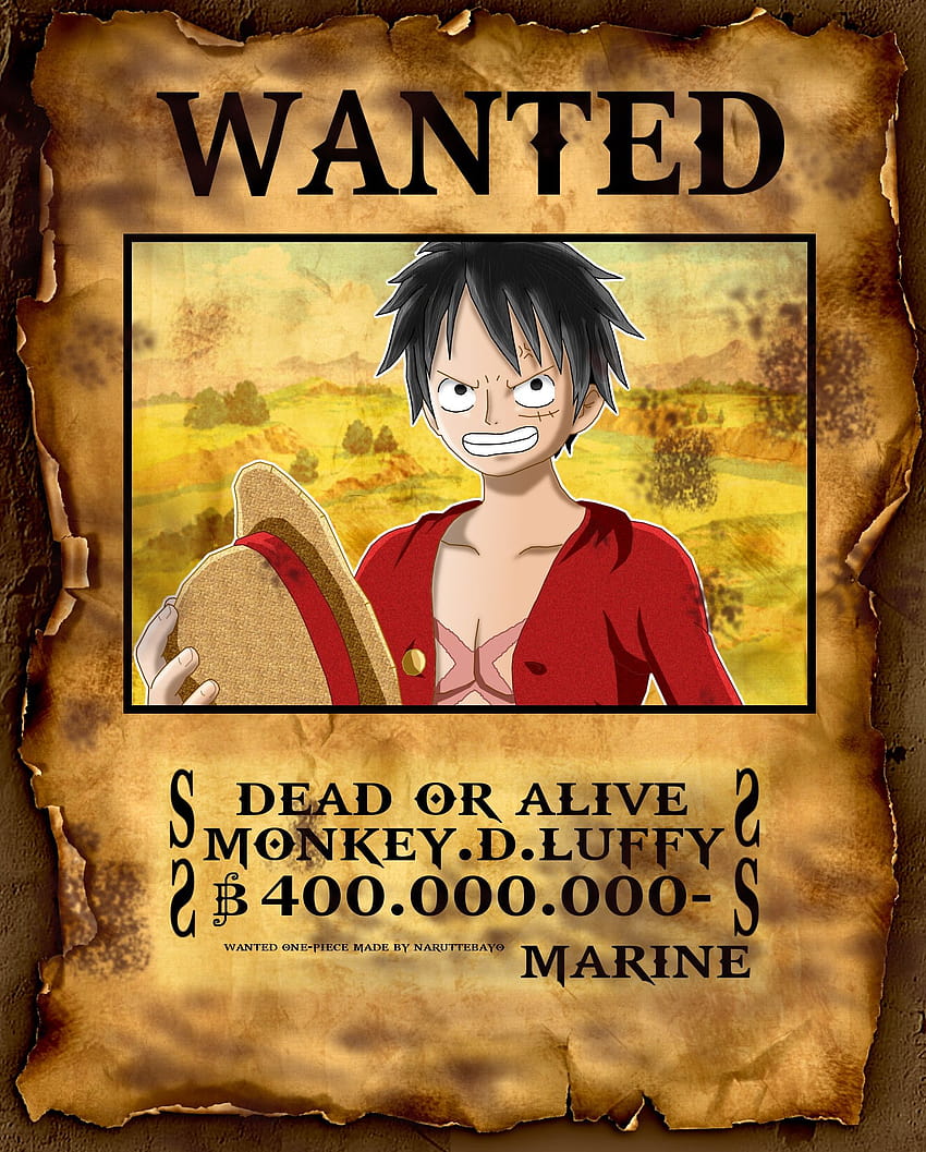 One Piece Ruffy Wanted Poster, gesuchtes Poster von Monkey D. Ruffy HD-Handy-Hintergrundbild