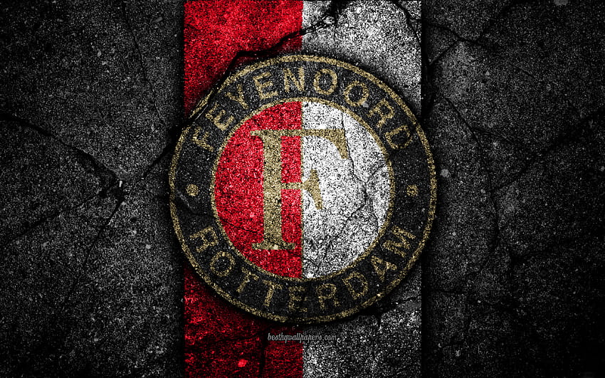 Feyenoord FC, logo, Eredivisie, futebol, grunge, Holanda, clube de futebol, Feyenoord, textura do asfalto, FC Feyenoord com resolução 3840x2400. Alta qualidade, feyenoord 2022 papel de parede HD