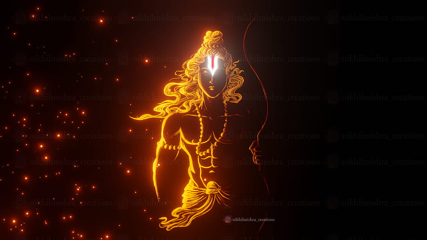 Arwork digital Lord Ram, dewa neon Wallpaper HD