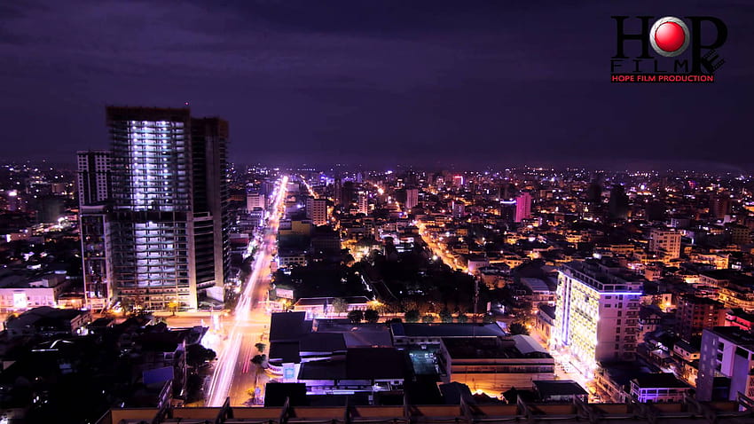Time Lap Phnom Penh Camboya de noche fondo de pantalla