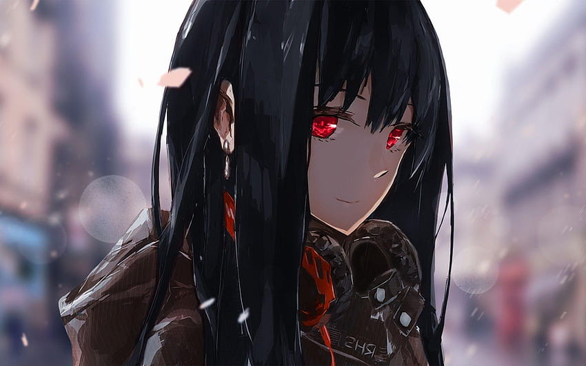 Download Anime Goth Girl With Red Eyes PFP Wallpaper