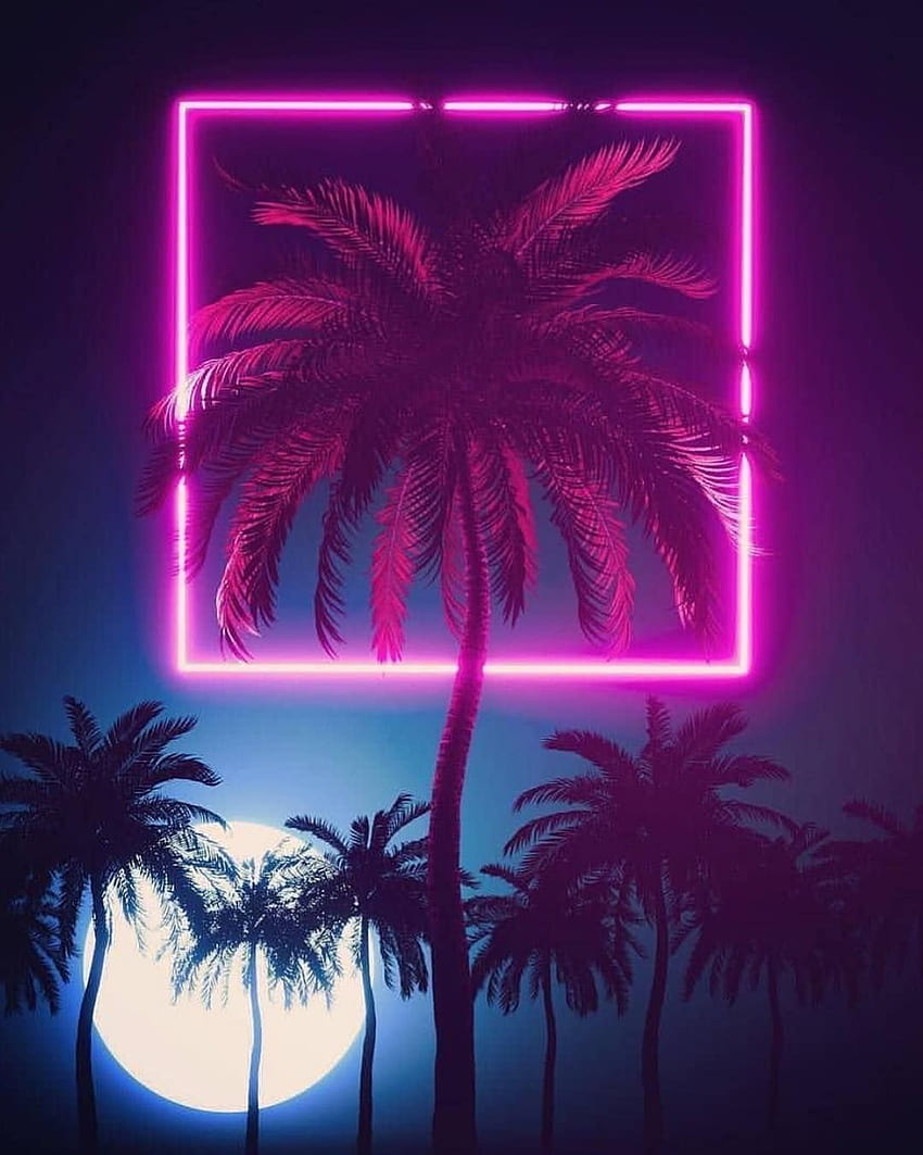 Neon Lights Palms New Retrowave Synthwave, retrowave palm HD phone wallpaper