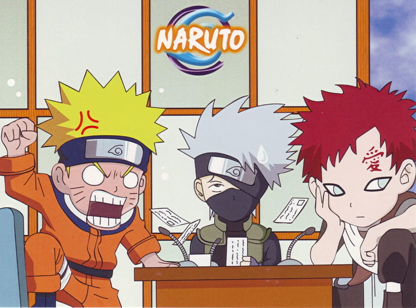 Chibi Naruto Gets Angry At Gaara as Kakashi Watches, kakashi chibi HD wallpaper